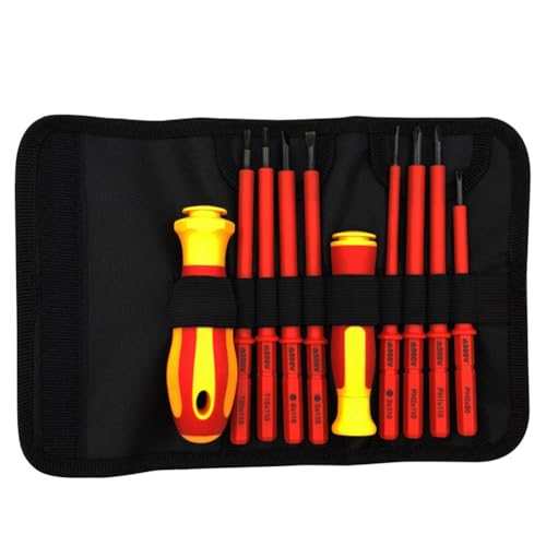 Vjsujehgy Isolierter Schraubendrehersatz, Pflaumenblütenkreuz, Flacher Kopf, Tasche, Anti-Elektrik-Schrauben für die Hauswartung Durch Elektriker von Vjsujehgy