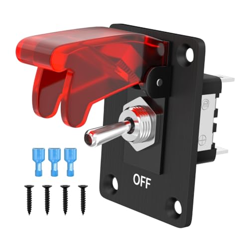 Vjsujehgy Kippschalter 12 V DC 20 A Beleuchteter Kippschalter 3-Polig EIN/Aus SPST LED Beleuchtet mit Montageplatte von Vjsujehgy
