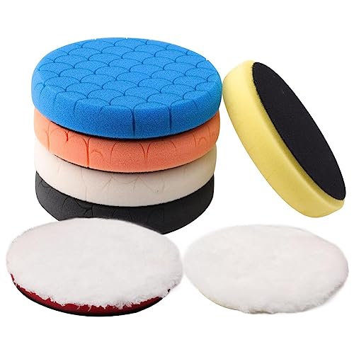 Vjsujehgy Kissen-Polierpad, 7-Teilig, 5,5-Fläche für 5-125-Mm-Trägerplatte, Polierschwamm-Pads, Schneid-Polierpad-Set von Vjsujehgy