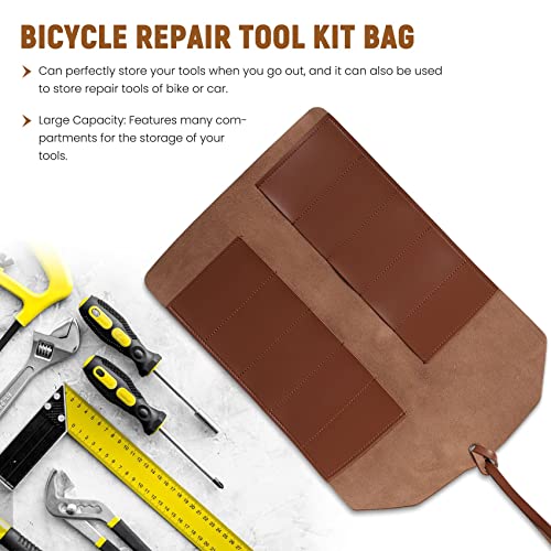 Vjsujehgy Leder Werkzeug Rolle, Aufbewahrungs Tasche für das Leder Werkzeug, Multifunktionale Leder Tasche für die Fahrrad Reparatur von Vjsujehgy