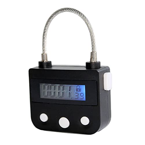 Vjsujehgy Metall-Timer-Schloss USB-LCD-Display Metall-Elektronischer Wiederaufladbarer Timer Multifunktions-VorhäNgeschloss Schwarz von Vjsujehgy