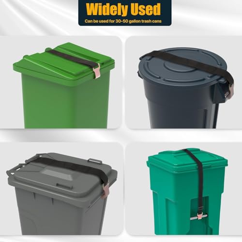 Vjsujehgy Mülleimerschloss, Mülleimerschloss für Tiere, Passend für 30-50 Gallonen-Mülleimer, Verstellbares Mülleimerdeckelschloss/-Band mit Metallkralle von Vjsujehgy