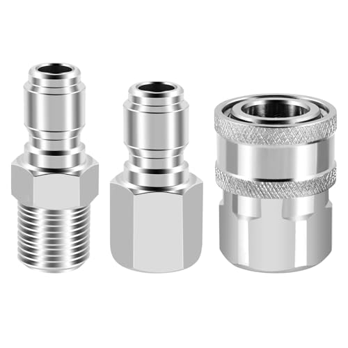 Vjsujehgy NPT 3/8 Stecker und Buchse Schnell Anschluss Kit Hoch Druck Reiniger Adapter Set und 1 StüCk NPT 3/8 Hoch Druck Reiniger Schnell Anschluss Stecker Stecker Nippel von Vjsujehgy