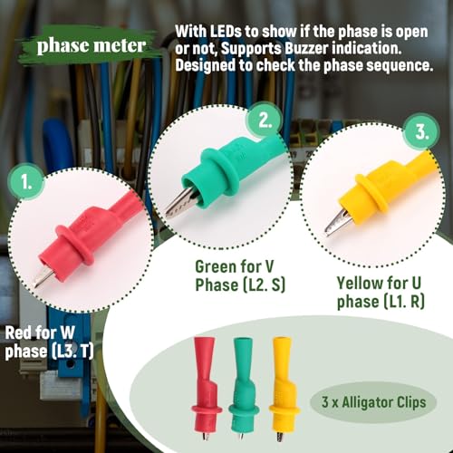 Vjsujehgy Neuer 3 Phasen Sequenz Rotationstester Indikator Detektor Messer Led Summer Mit Tragbarer Beutel Td-Led02 von Vjsujehgy