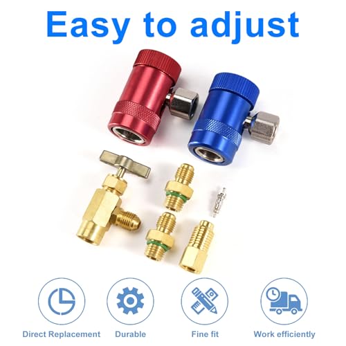 Vjsujehgy R1234YF Selbstdichtende Dose mit R134A Tank Adapter und R1234 Schnell Kupplungen für ein/C KäLtemittel Verteiler GeräT Set von Vjsujehgy