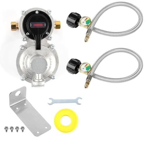 Vjsujehgy RV-Propangasregler mit, Robuster LP-Propangasregler für 2 Tanks mit Automatischer Umschaltung und Manometer von Vjsujehgy