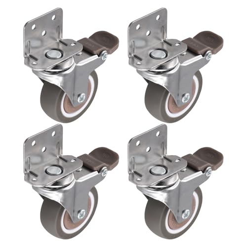Vjsujehgy Seitlich Montierte Rollen, 2-Möbelräder, L-Förmige Gummirollen, 4er-Set, 360-Grad-Feststell-Drehscheibe, 4er-Pack von Vjsujehgy