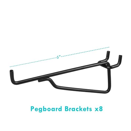 Vjsujehgy Steckbrett-Regalhaken, 8er-Pack 6-Metallhaken-Set, Steckbrett-Organizer für Garage, Werkbank, Kunsthandwerk, Büro, Einfache Installation von Vjsujehgy