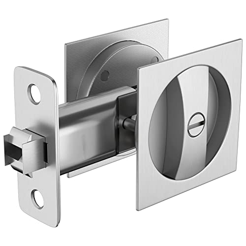 Vjsujehgy Taschentürschloss für Bett/Bad, Satin-Nickel, Zeitgenössische Privatsphäre, Quadratische Taschentürbeschläge, Schiebetürriegel von Vjsujehgy