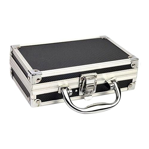 Vjsujehgy Werkzeugkasten Aus Aluminiumlegierung, Zubehör, Aufbewahrungsbox, Praktischer Aluminium-Koffer, Tragbarer, Kleiner Werkzeugkasten, Aufbewahrungsbox, Silber und Schwarz von Vjsujehgy