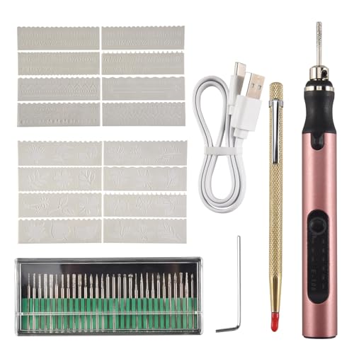 Vjsujehgy Wiederaufladbare Kabellose Mini Gravieren Stift DIY Gravieren Werkzeug Kit für Metall Glas Keramik Kunststoff Schmuck Schablonen A von Vjsujehgy