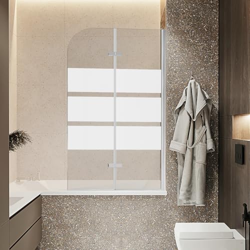 Vkechh 100x140cm Duschwand für Badewanne, 2-Teilig Faltbar Duschabtrennung badewanne,Badewannen duschwand mit 6mm EGS Sicherheitsglas,Weißem Streifen badewannenfaltwand,Badewannenaufsatz Vkechh 100x140cm Duschwand für Badewanne, 2-Teilig Faltbar Duschabtrennung badewanne,Badewannen duschwand mit 6mm EGS Sicherheitsglas,Weißem Streifen badewannenfaltwand,Badewannenaufsatz von Vkechh