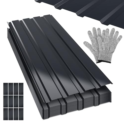 Vkechh 12 Stück Profilblech Trapezblech, 115x45cm = 6m² Wellblechplatten für Dach,Stahldachblech für Carport Vordach Gewächshaus,Wellplatten dach，Anthrazit von Vkechh