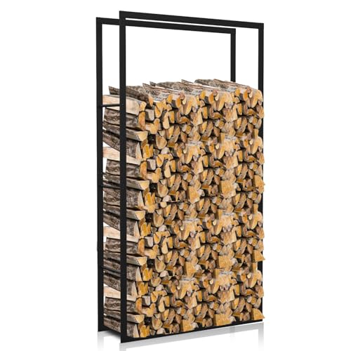 Vkechh 150x80x25cm Brennholzregal Innen Kaminholzregal Aussen Kamin Feuerholzablage Schwarz Metall-Gestell Kaminholzständer für Drinnen und Draußen Vkechh 150x80x25cm Brennholzregal Innen Kaminholzregal Aussen Kamin Feuerholzablage Schwarz Metall-Gestell Kaminholzständer für Drinnen und Draußen von Vkechh