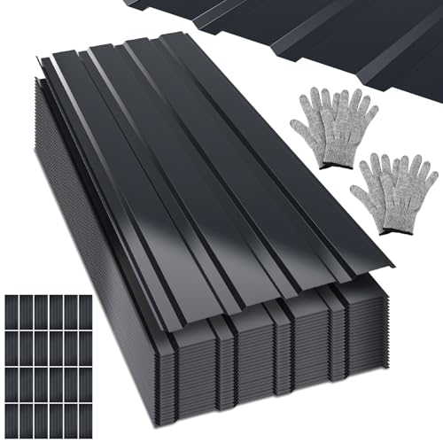 Vkechh 24 Stück Profilblech Trapezblech, 115x45cm = 12m² Wellblechplatten für Dach,Stahldachblech für Carport Vordach Gewächshaus,Wellplatten dach，Anthrazit von Vkechh