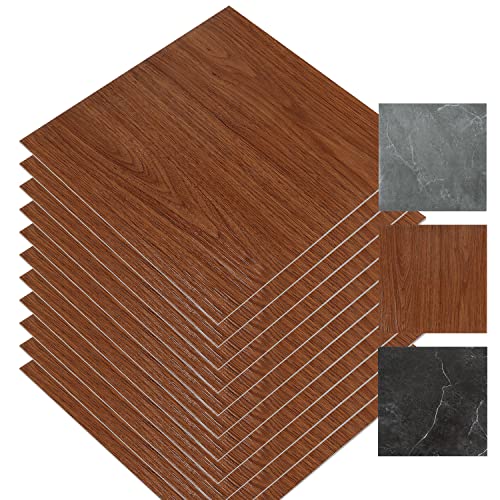 Vkechh PVC Bodenbelag, 30x30cm Selbstklebend Fliesen 66 Fliesen 6m²,Vinylboden Marmoreffekt,Wasserdicht Rutschfeste Schneidbar Bodenfliesen, für Wohnzimmer Schlafzimmer (Holzfarbe) von Vkechh