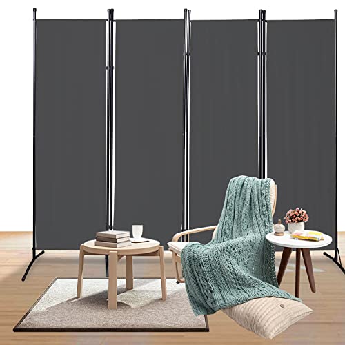 Vkechh Paravent 4 Teilig, 200x170cm Trennwand Raumteiler Paravent Raumteiler Stehend Faltbar,Paravent Raumteiler Innen Sichtschutz Freistehend,Paravant aus Stahl und Polyester（Anthrazit） von Vkechh