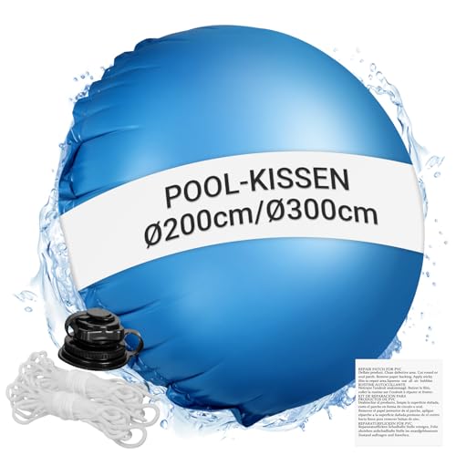 Vkechh Poolkissen Winter Ø3m Rund, Pool Luftkissen mit 2x4m Seil, Winterfestes Pool Kissen bis -25°C, UV- & Chlorbeständig, inkl. Reparaturset & Spiralkissenventil (1 Stück) von Vkechh