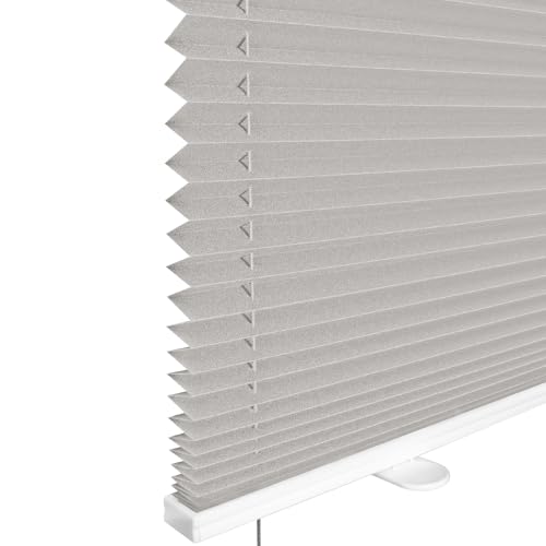 Vkele Plissee Klemmfix ohne Bohren, Hellgrau 80x150cm(BxH), Jalousien Innen, Faltrollo Lichtdurchlässig & Blickdicht, Sonnenschutz & Sichtschutz, Roll für Fenster & Tür von Vkele