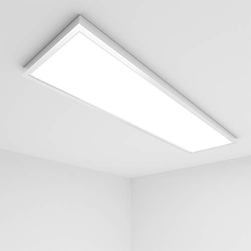 Vkele [Sparpreis inkl. Aufbaurahmen] LED Panel 120x30cm Kaltweiß 6000K 36W 3500lm Weißrahmen Deckenleuchte, LED-Lampe, Deckenlampe, Büroleuchten von Vkele