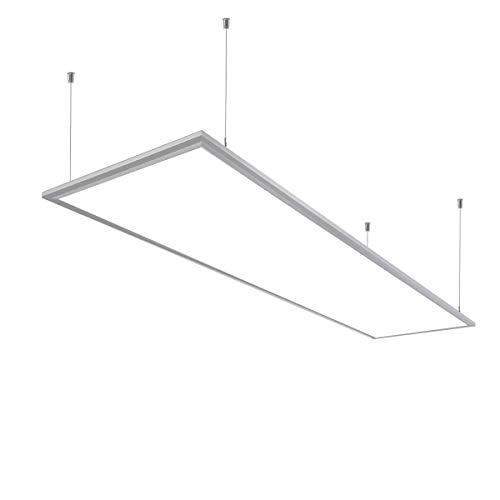 Vkele [Sparpreis inkl. Aufhängeset] LED Panel 120x30cm Kaltweiß 6000K 36W 3400lm Silberrahmen Deckenleuchte, LED-Lampe, Büroleuchten für Schlafzimmer, Esszimmer von Vkele