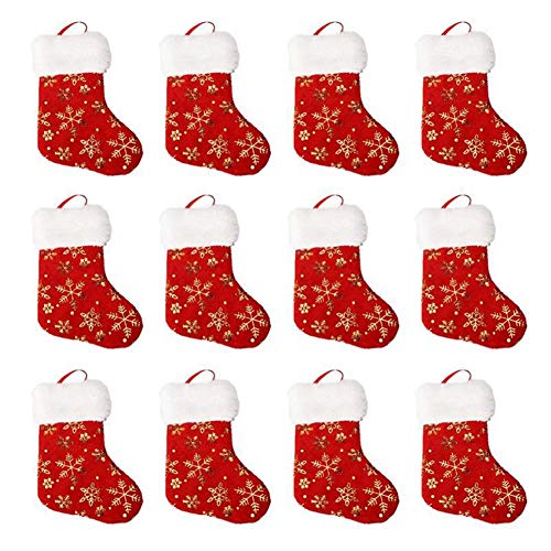 Vklopdsh 12 StüCk 7 WeihnachtsstrüMpfe SüßIgkeiten Geschenk Tasche Schneeflocke Socken HäNgen Weihnachtsbaum von Vklopdsh