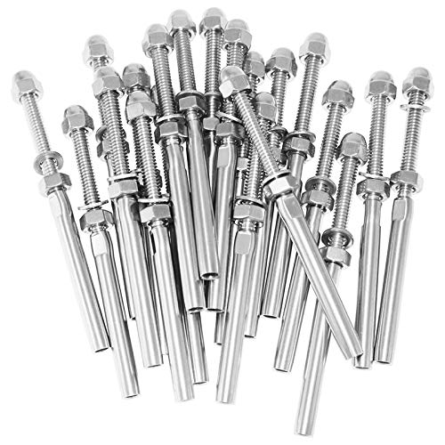 Vklopdsh 20 Pack Gewinde Terminal Stud Edelstahl T316 Marine Grade Stud End Fitting Terminal für 3/16 Kabel Deck GeläNder Hand Swage von Vklopdsh