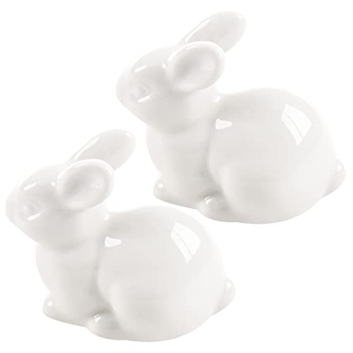 Vklopdsh 2X Niedliche Mini Weiße Keramik Kaninchen Dekoration Ornamente Mini Landschaft Schmuck Weißes Porzellan Mittel von Vklopdsh