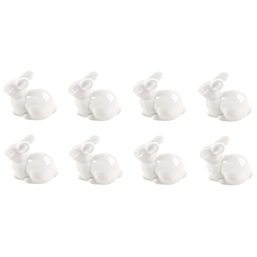 Vklopdsh 8X Niedliche Mini Weiße Keramik Kaninchen Dekoration Ornamente Mini Landschaft Schmuck Weißes Porzellan Mittel von Vklopdsh