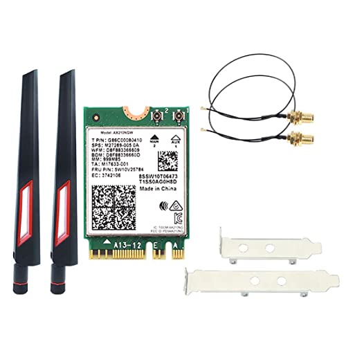 Vklopdsh Wi-Fi 6E AX210 Wireless Card 2400Mbps Bluetooth 5.2 Desktop Kit 802.11Ax 2.4G/5Ghz/6Ghz AX210NGW, mit 10DBi Antenne von Vklopdsh