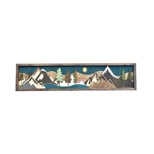 Vklopdsh Wood Mountain Wall Art Bringt Giebelkunstdekoration Sonnenuntergang Mondszene Dekoration A von Vklopdsh