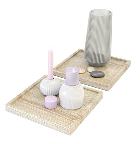 Vladon Dekoschale Maya, Made in Germany, moderne Dekorationsschale eckig, Eiche Sägegrau, 2er-Set (20 x 1,8 x 20 cm) von Vladon