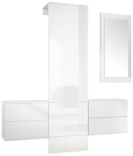 Vladon Garderobe Wandgarderobe Carlton Set 3, Made in Germany, Korpus in Weiß matt/Paneel in Weiß Hochglanz Vladon Garderobe Wandgarderobe Carlton Set 3, Made in Germany, Korpus in Weiß matt/Paneel in Weiß Hochglanz von Vladon