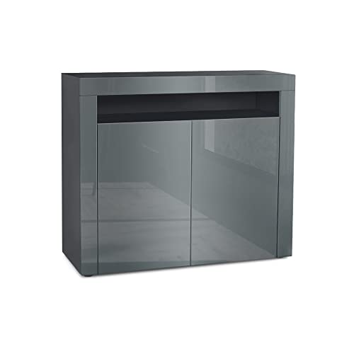 Vladon Kommode Valencia, Made in Germany, Sideboard mit 2 Türen und 1 offenem Fach, Schwarz matt/Grau Hochglanz/Grau Hochglanz (108 x 92 x 40 cm) Vladon Kommode Valencia, Made in Germany, Sideboard mit 2 Türen und 1 offenem Fach, Schwarz matt/Grau Hochglanz/Grau Hochglanz (108 x 92 x 40 cm) von Vladon