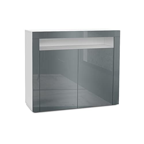 Vladon Kommode Valencia, Made in Germany, Sideboard mit 2 Türen und 1 offenem Fach, Weiß matt/Grau Hochglanz/Grau Hochglanz (108 x 92 x 40 cm) Vladon Kommode Valencia, Made in Germany, Sideboard mit 2 Türen und 1 offenem Fach, Weiß matt/Grau Hochglanz/Grau Hochglanz (108 x 92 x 40 cm) von Vladon