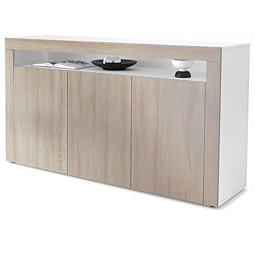 Vladon Sideboard Valencia, Made in Germany, Kommode mit 3 Türen und 1 offenem Fach, Weiß matt/Bordeaux Hochglanz/Weiß Hochglanz (155 x 92 x 40 cm) Vladon Sideboard Valencia, Made in Germany, Kommode mit 3 Türen und 1 offenem Fach, Weiß matt/Bordeaux Hochglanz/Weiß Hochglanz (155 x 92 x 40 cm) von Vladon