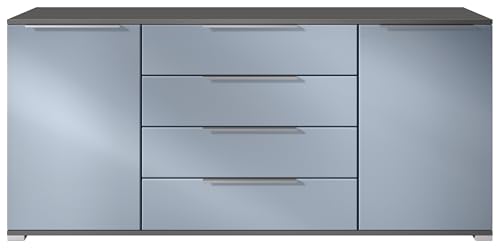 Sideboard Linio V2 – Moderne Kommode mit 2 Türen & 4 Schubladen, Anthrazit matt/Denim matt, 166,5 x 72,5 x 35 cm (BxHxT) – Beistellschrank Anrichte Standschrank von Vladon