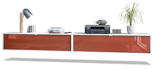 Vladon 2er-Set TV Board Lana 120, Made in Germany, Lowboards je 120 x 29 x 37 cm mit viel Stauraum, Korpus in Weiß matt, Fronten in Bordeaux Hochglanz | Große Farbauswahl von Vladon