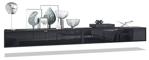 Vladon 2er-Set TV Board Lana 140, Made in Germany, Lowboards je 140 x 29 x 37 cm mit viel Stauraum, Korpus in Schwarz matt, Fronten in Schwarz Hochglanz | Große Farbauswahl Vladon 2er-Set TV Board Lana 140, Made in Germany, Lowboards je 140 x 29 x 37 cm mit viel Stauraum, Korpus in Schwarz matt, Fronten in Schwarz Hochglanz | Große Farbauswahl von Vladon