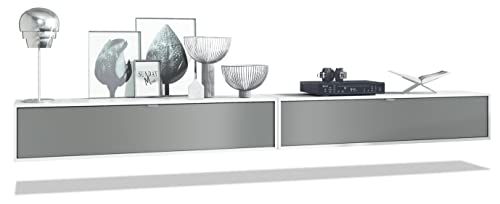 Vladon 2er-Set TV Board Lana 140, Made in Germany, Lowboards je 140 x 29 x 37 cm mit viel Stauraum, Korpus in Weiß matt, Fronten in Graphit seidenmatt | Große Farbauswahl von Vladon