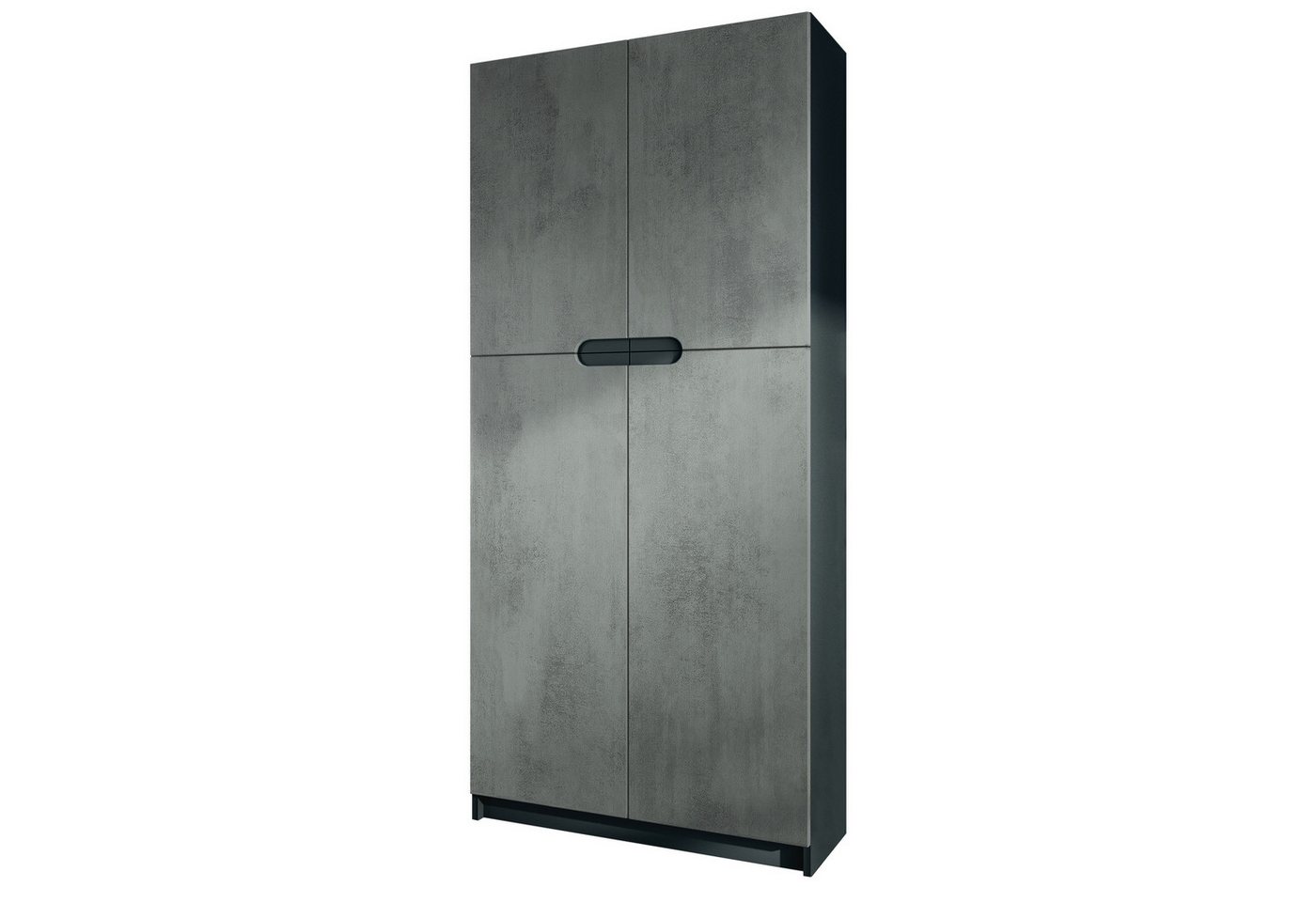 Vladon Aktenschrank Logan (Aktenschrank, mit 5 Fächern und 4 Türen) Schwarz matt/Beton Dunkel Optik (82 x 185 x 37 cm) von Vladon