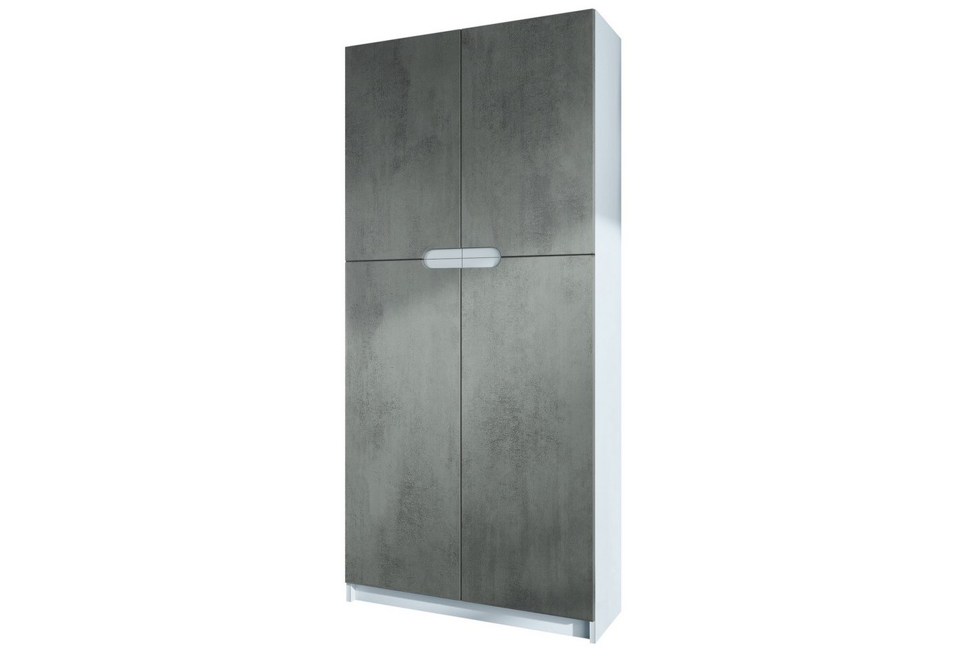 Vladon Aktenschrank Logan (Aktenschrank, mit 5 Fächern und 4 Türen) Weiß matt/Beton Dunkel Optik (82 x 185 x 37 cm) von Vladon