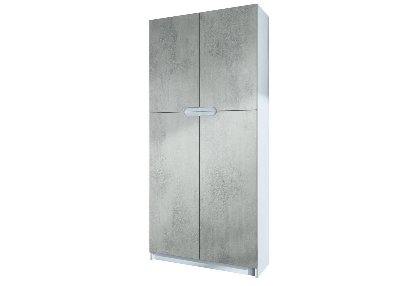 Vladon Aktenschrank Logan (Aktenschrank, mit 5 Fächern und 4 Türen) Weiß matt/Beton Oxid-Optik (82 x 185 x 37 cm) von Vladon