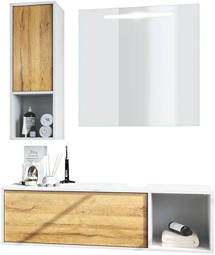 Vladon Badmöbel Komplettset La Costa, Made in Germany, Korpus in Weiß matt/Fronten in Eiche Natur, mit LED Spiegel Vladon Badmöbel Komplettset La Costa, Made in Germany, Korpus in Weiß matt/Fronten in Eiche Natur, mit LED Spiegel von Vladon