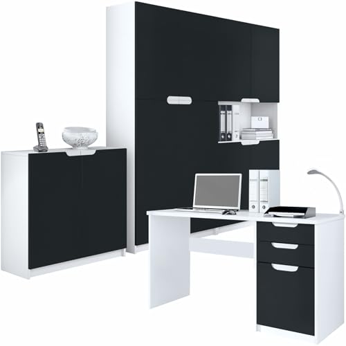 Vladon Büromöbel Arbeitszimmer komplett Set Logan, Made in Germany, Korpus in Weiß matt/Fronten in Schwarz matt Vladon Büromöbel Arbeitszimmer komplett Set Logan, Made in Germany, Korpus in Weiß matt/Fronten in Schwarz matt von Vladon