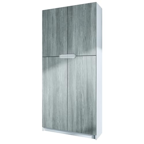 Vladon Büroschrank Logan V1, Made in Germany, Aktenschrank mit 5 Fächern und 4 Türen, Weiß matt/Avola-Anthrazit (82 x 185 x 37 cm) von Vladon