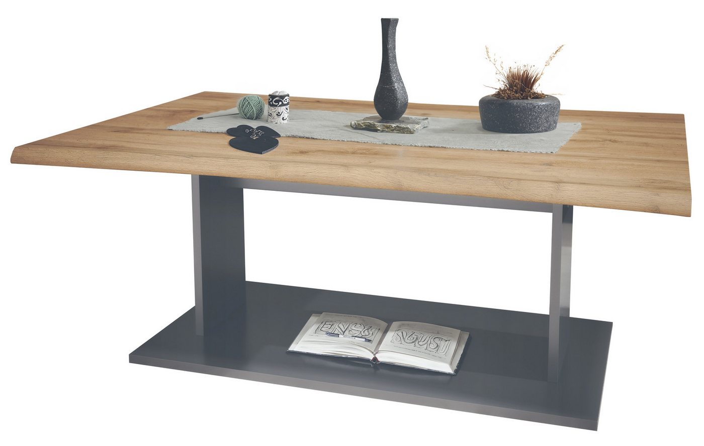 Vladon Couchtisch Melo (Wohnzimmertisch, mit Ablageboden), Anthrazit/Eiche Wotan (102 x 40 x 67,5) von Vladon