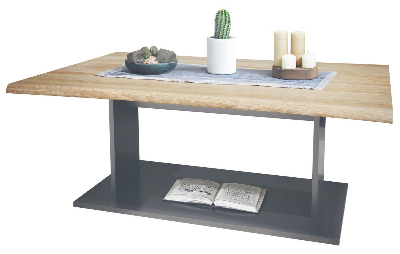 Vladon Couchtisch Melo (Wohnzimmertisch, mit Ablageboden), Anthrazit/Eiche sägerau (102 x 40 x 67,5) von Vladon