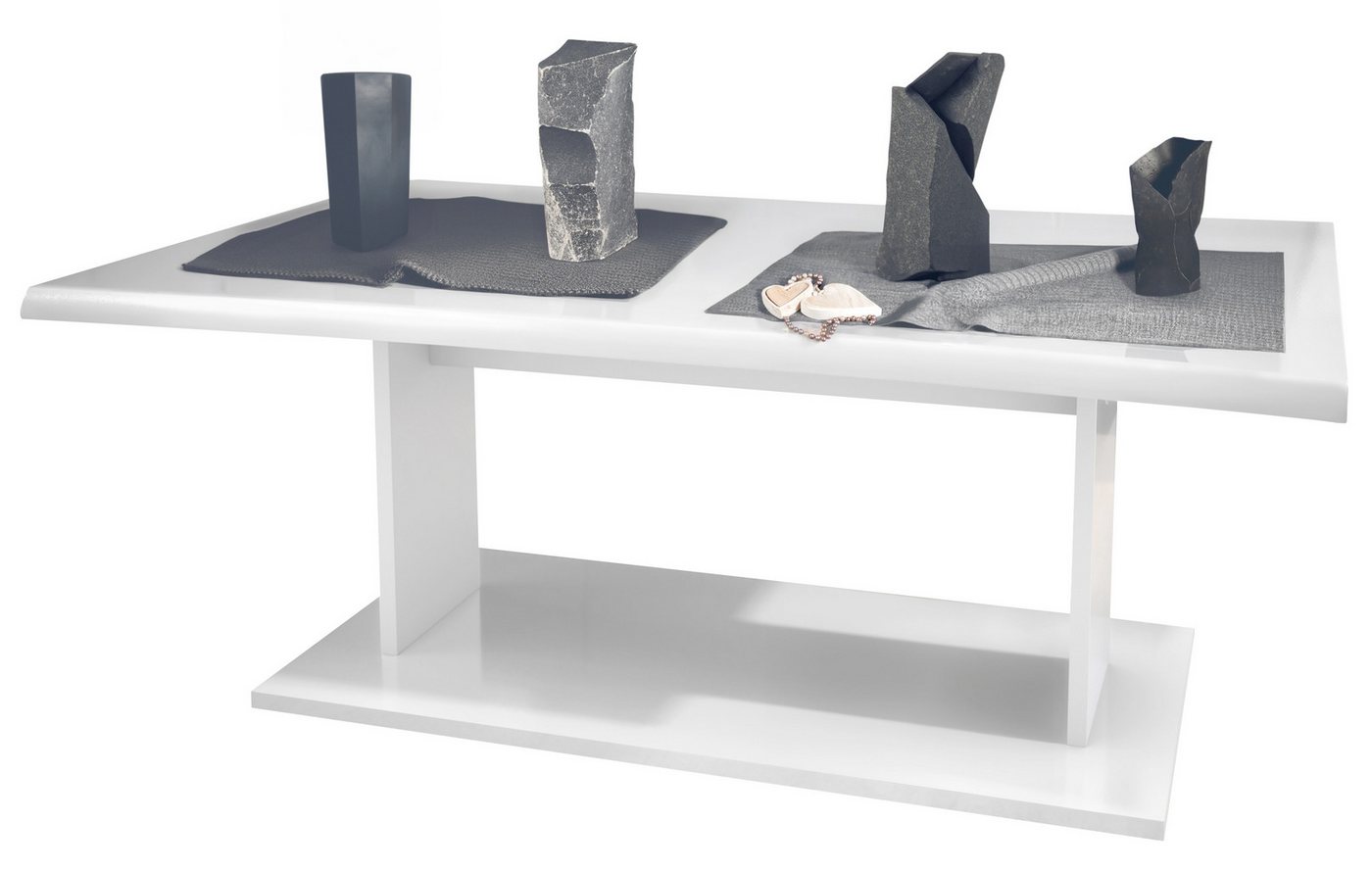 Vladon Couchtisch Melo (Wohnzimmertisch, mit Ablageboden), Weiß Hochglanz/Weiß Hochglanz (102 x 40 x 67,5) von Vladon