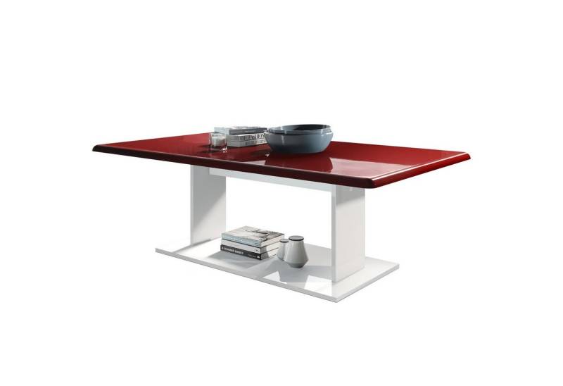 Vladon Couchtisch Mono (Wohnzimmertisch, mit Ablageboden), Weiß matt/Bordeaux Hochglanz (120 x 40 x 70) von Vladon